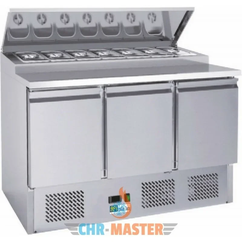 Produit De Marque Table réfrigérée positive avec saladette intégrée - 3 portes - bacs GN 1/6 - AFI