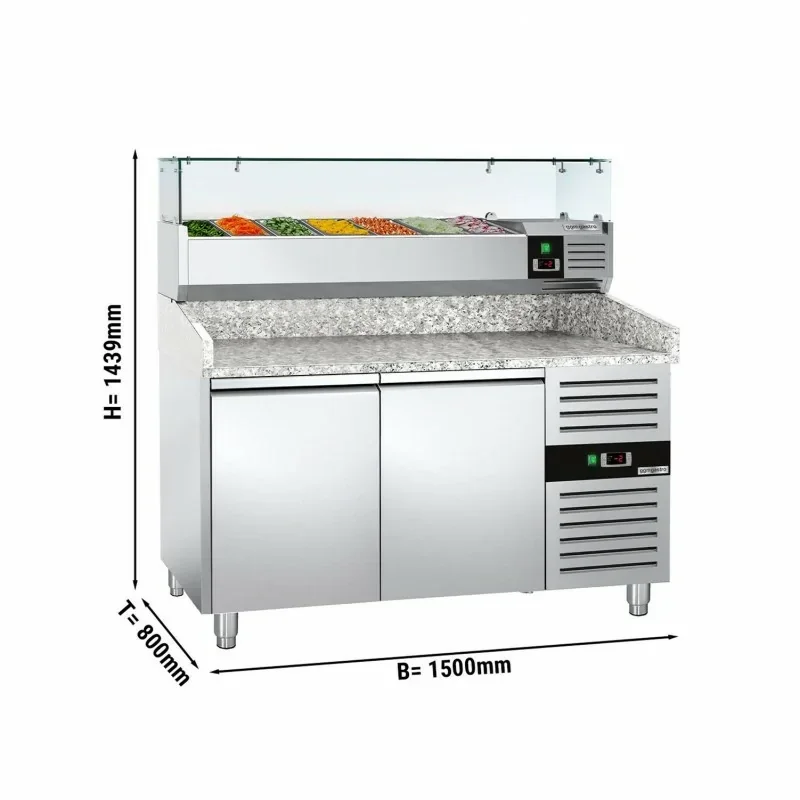 Authentique Table réfrigérée pour pizzas ECO avec 2 portes - 1500x800mm - 7x GN 1/4