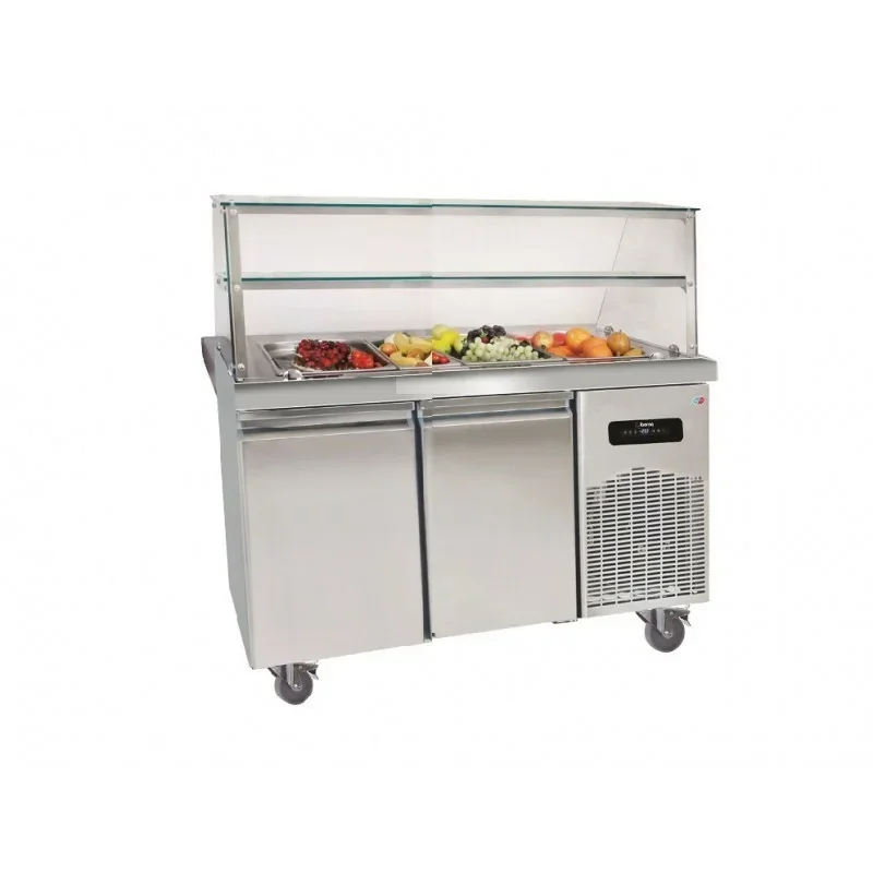 Vente Flash Salad'Bar réfrigérée positive avec pare-haleine - 2 portes - 4 x GN 1/1