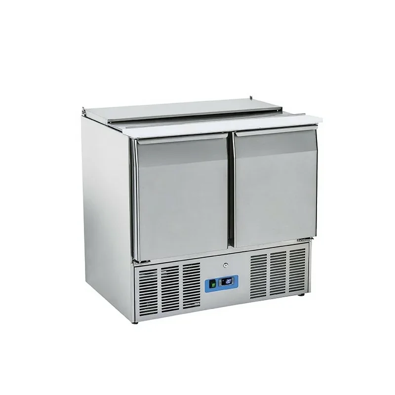 saladette avec 2 portes GN 1/1 et couvercle, 6x GN 1/3 + 2x GN 1/4 h : 150 mm, 0°/+8°C Certifié