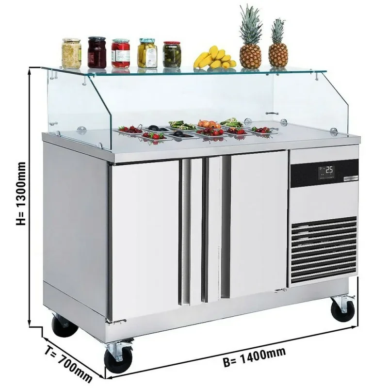 Affaire À Saisir Saladette avec pare-haleine PREMIUM PLUS avec 2 portes- 1400 x 700 x 1300 mm - 6 x GN 1/6