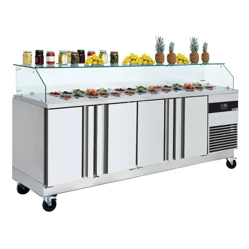 Promotion Saladette avec pare-haleine PREMIUM PLUS avec 4 portes- 2330 x 700 x 1300 mm - 10 x GN 1/6