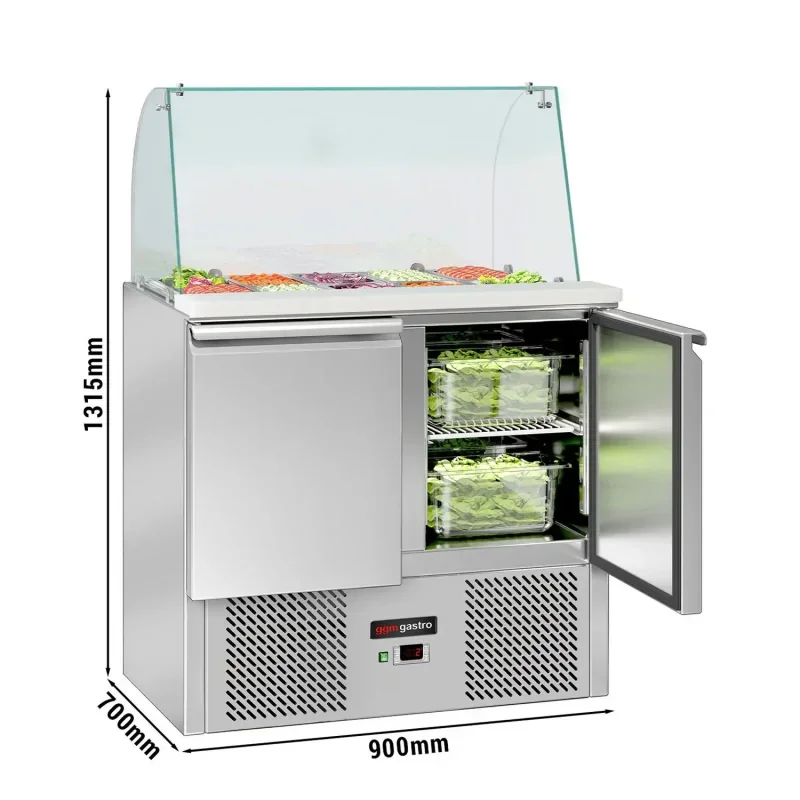 Satisfait Ou Remboursé Saladette ECO avec 2 portes - 900x700mm - 2x GN 1/1 et 3x GN 1/6