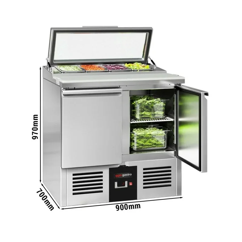 Dernier Modèle Saladette PREMIUM avec 2 portes - 900x700mm - 4x GN 1/3