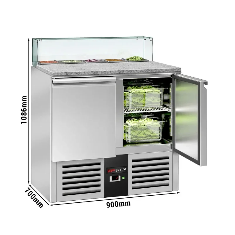 Saladette PREMIUM avec 2 portes - 900x700mm - 5x GN 1/6 Expédition Rapide
