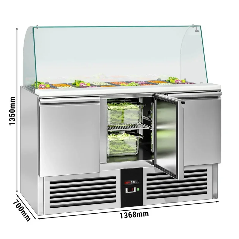 Nouvelle Collection Saladette PREMIUM avec 3 portes - 1368x700mm - 4x GN 1/1