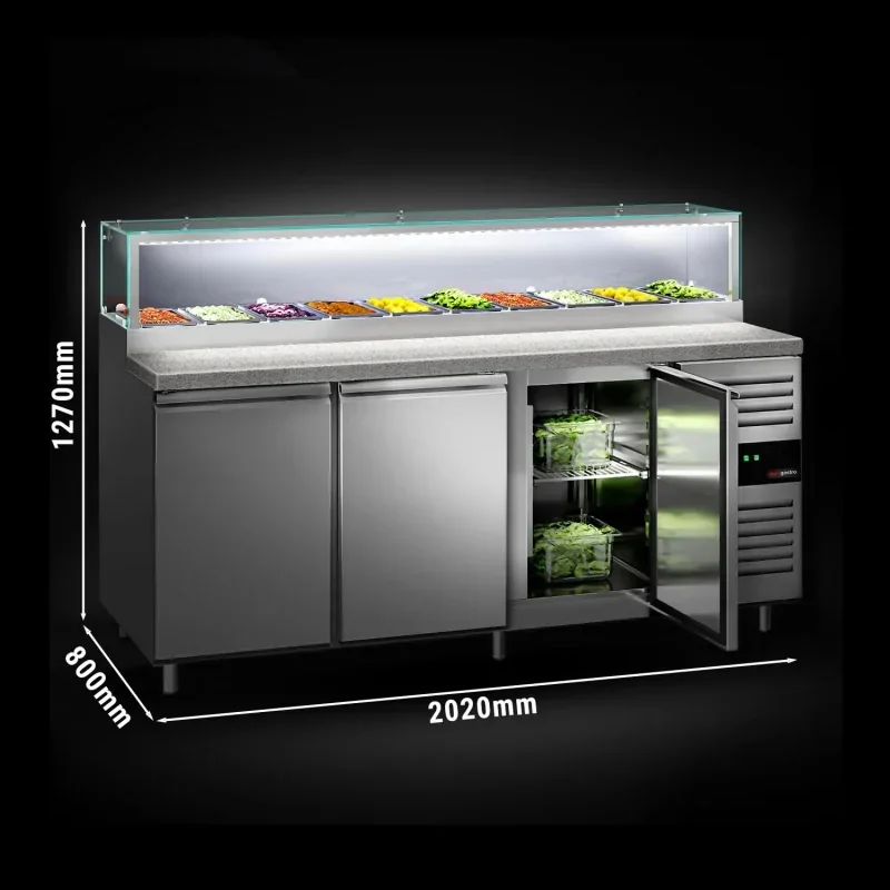 Seulement Aujourd’hui Saladette PREMIUM avec 3 portes - 2020x800mm - 10x GN 1/3