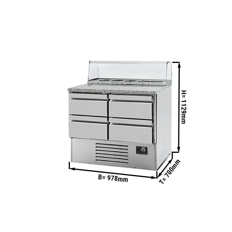 Promotion Saladette PREMIUM PLUS avec 4 tiroirs - 978x700mm - 5x GN 1/6