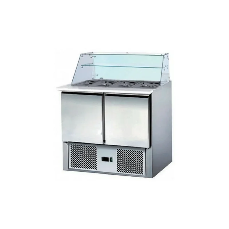 Seulement Aujourd’hui Saladette réfrigérée - 2 portes - Ext/Int inox- structure vitrée - AFI