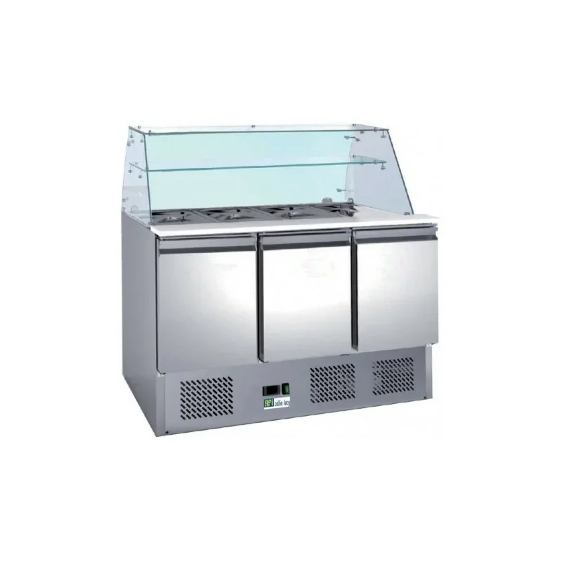 Saladette réfrigérée - 3 portes - Ext/Int inox- structure vitrée - AFI Prix Promo