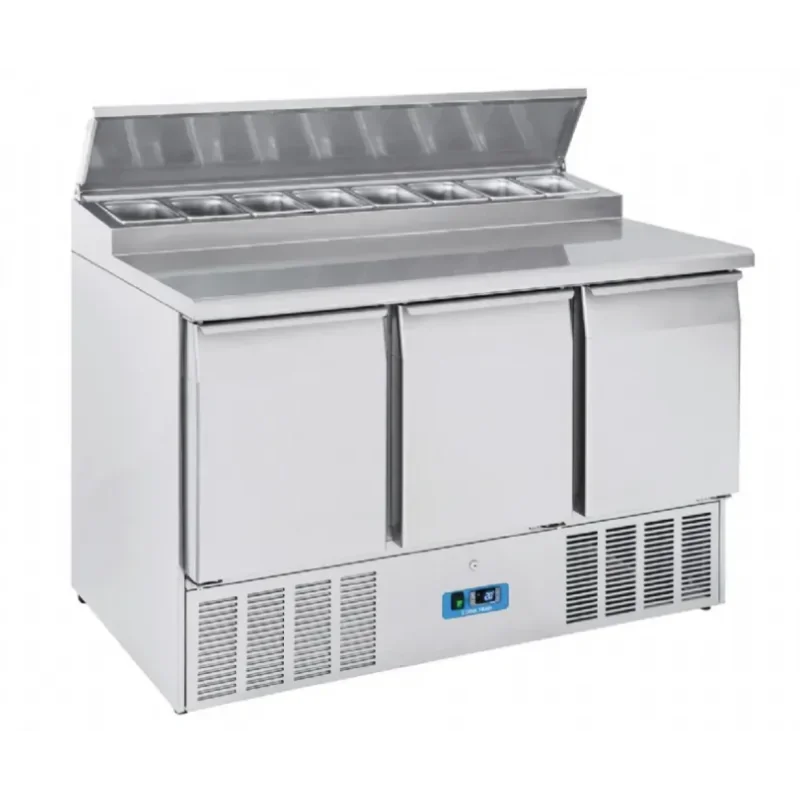 Saladette réfrigérée 3 portes GN1/1 inox + 8 contenants GN1/6 389 L Pas Cher