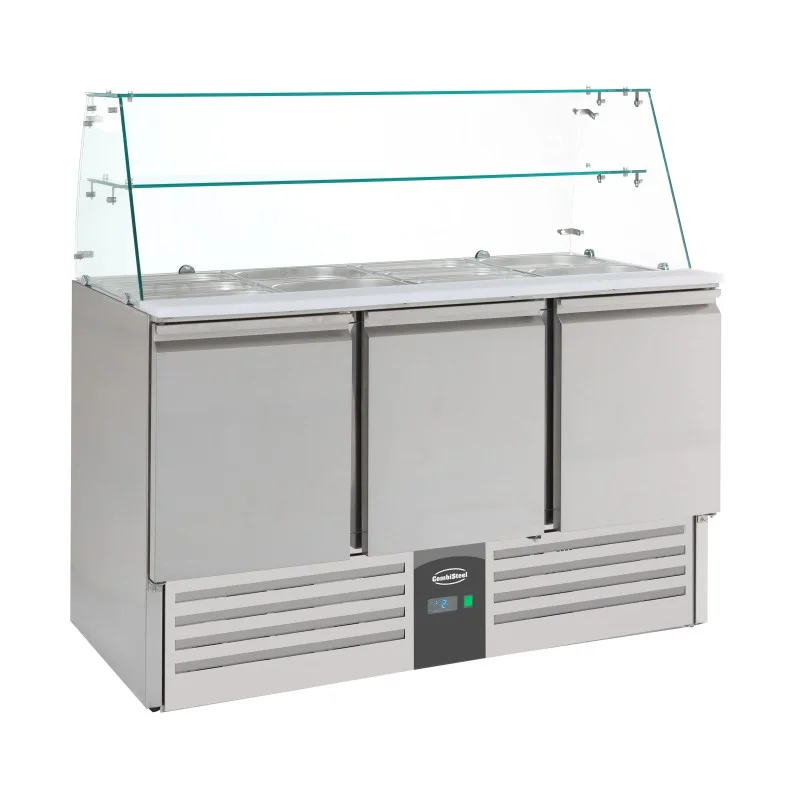 SALADETTE RÉFRIGÉREE AVEC VERRE 3 PORTES - 1365x700x850 mm Remise