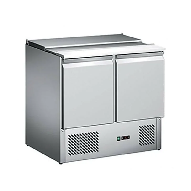 Réduction Saladette réfrigérée inox - 2 portes + couvercle télescopique -bacs GN 1/1 - AFI