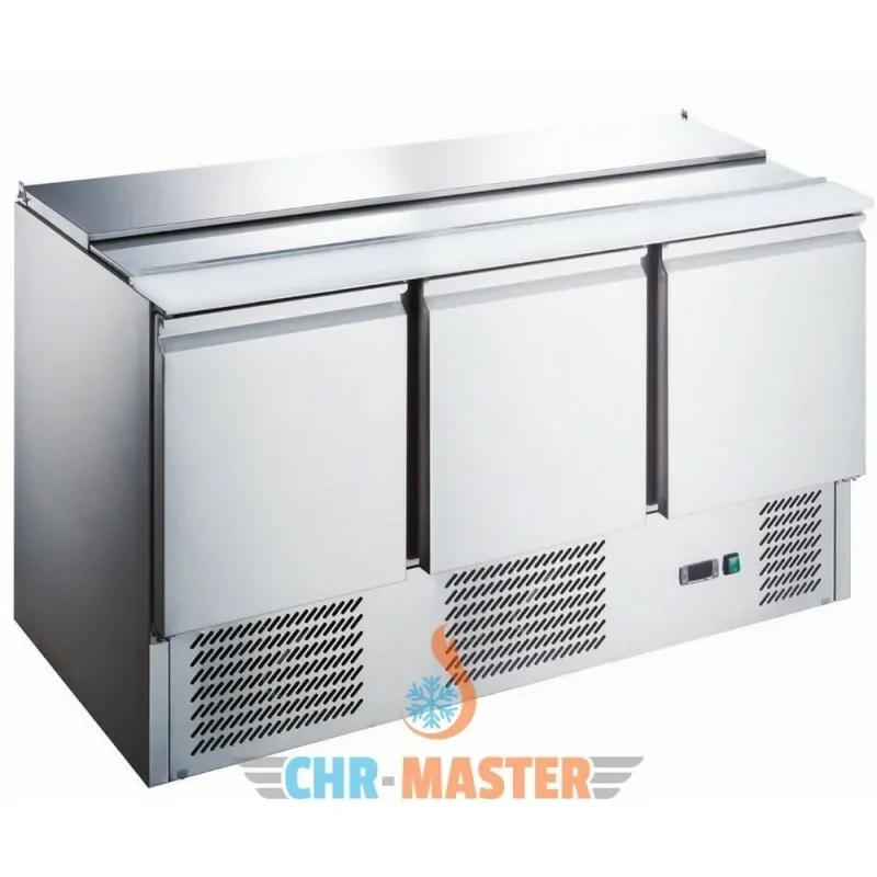 Saladette réfrigérée inox - 3 portes + couvercle télescopique -bacs GN 1/1 - AFI Livraison Gratuite