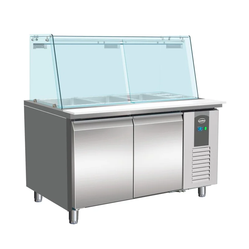 Must-Have Saladette réfrigérée positive avec pare-haleine - 2 portes - 3 x GN 1/1 + 3 x GN 1/6
