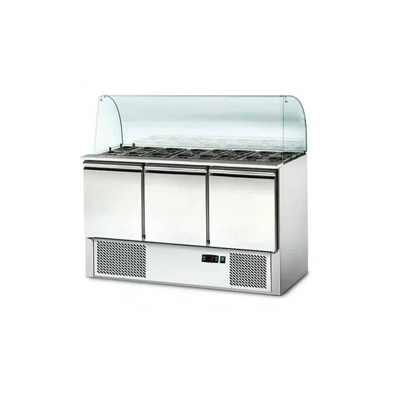 Seulement Aujourd’hui Saladette réfrigérée positive avec pare-haleine - 3 portes - 4 x GN 1/1