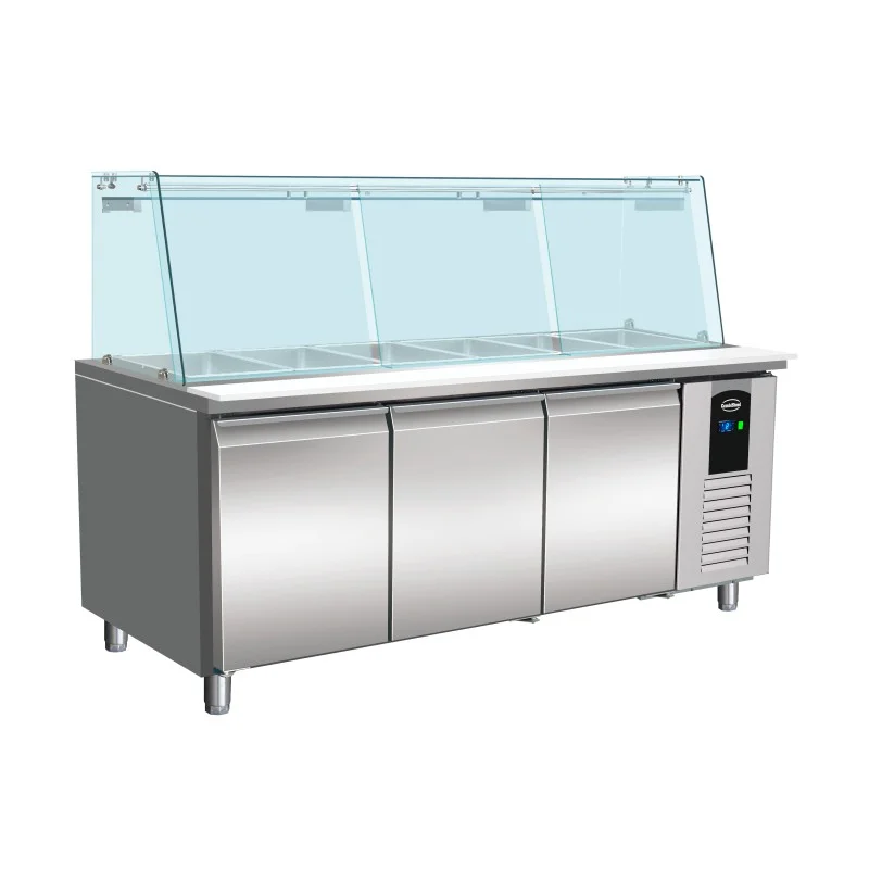 Must-Have Saladette réfrigérée positive avec pare-haleine - 3 portes - 5 x GN 1/1