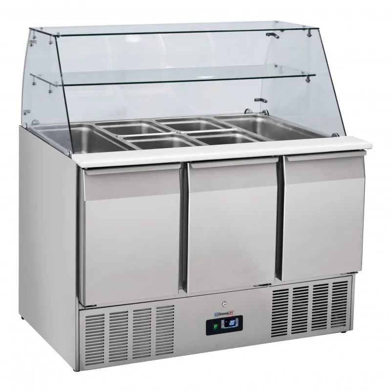 Saladette vitrée 3 portes GN 1/1 Commande En Gros