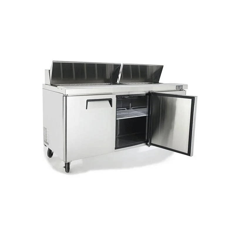 Table de préparation positive avec saladette à capot incorporée + plan granit - 3 portes - 18 x GN 1/6 Prix Promo