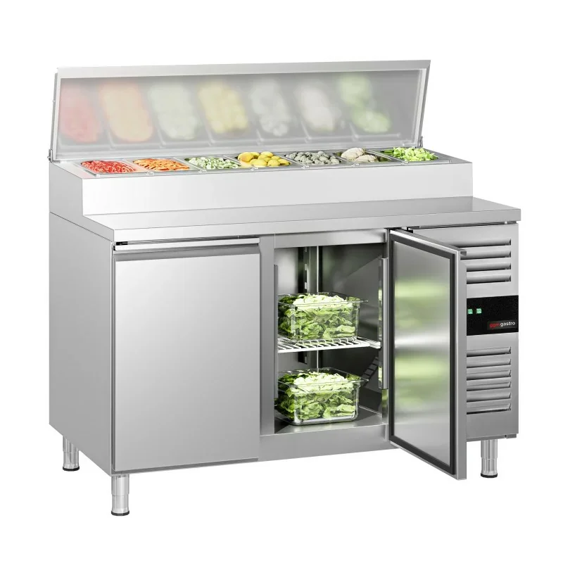 Nouveauté Table de préparation PREMIUM - 1360 mm - 2 portes - pour 7 x GN 1/3