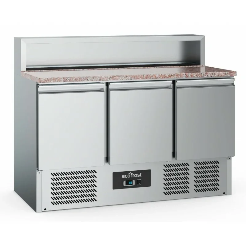 Retour Gratuit Table réfrigérée à pizzas - 3 portes - Capacité 7 GN 1/6 - Combisteel