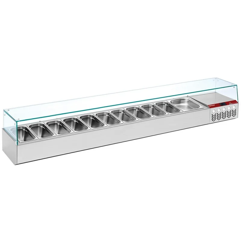 Saladette à ingrédient à poser GN 11x1/3 + GN 1x1/9 avec vitrine Solde