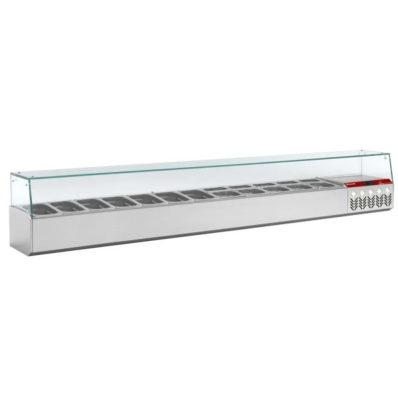 Saladette à ingrédient à poser GN 12x1/4 + GN 1x1/9 avec vitrine Prix Réduit
