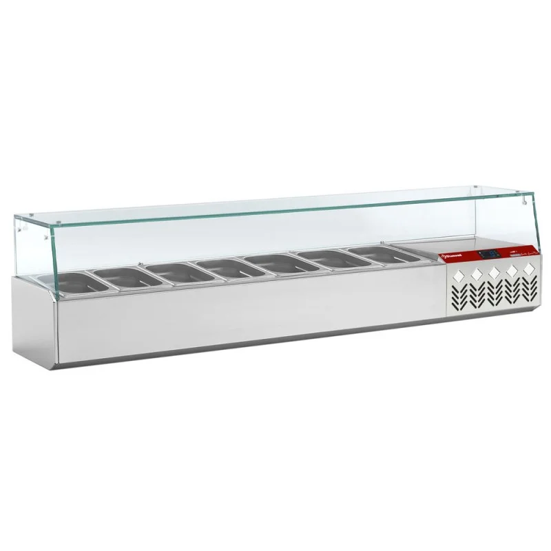 Saladette à ingrédient à poser GN 6x1/4 + GN 1x1/9 avec vitrine Commander Vite