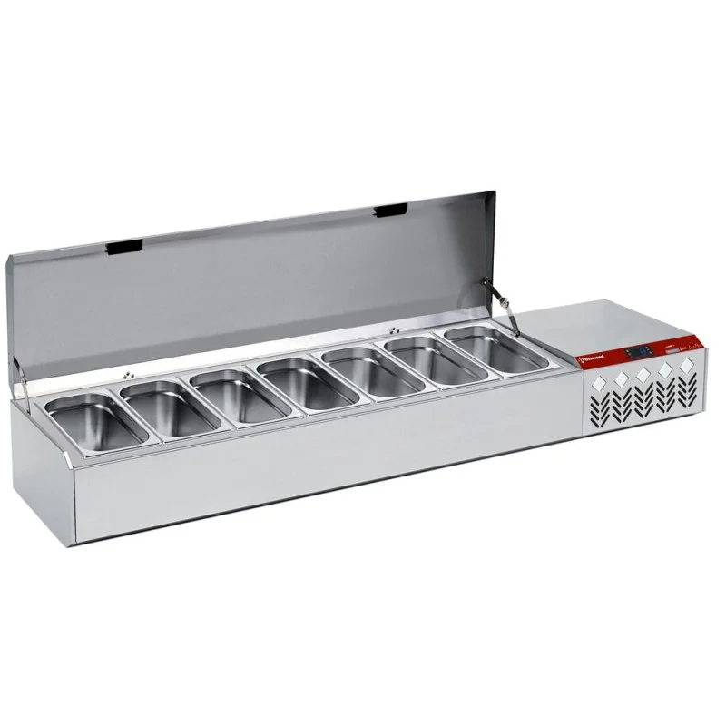 Petit Prix Saladette à ingrédient à poser GN 7x1/3 avec couvercle inox