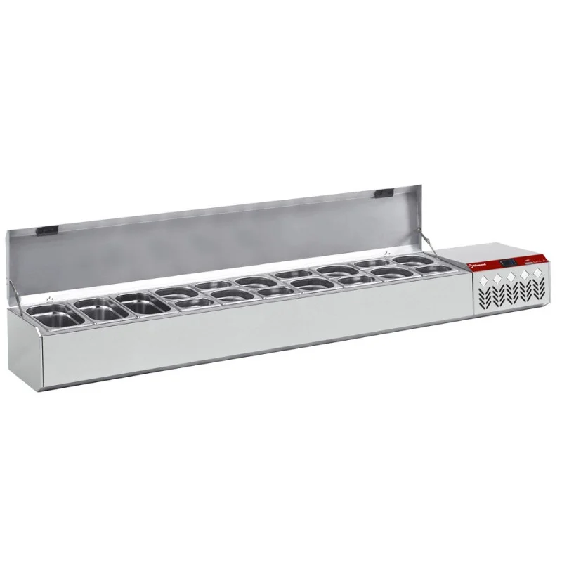 Saladette à ingrédients à poser GN 10x1/4 GN 1x1/9 avec couvercle inox Populaire