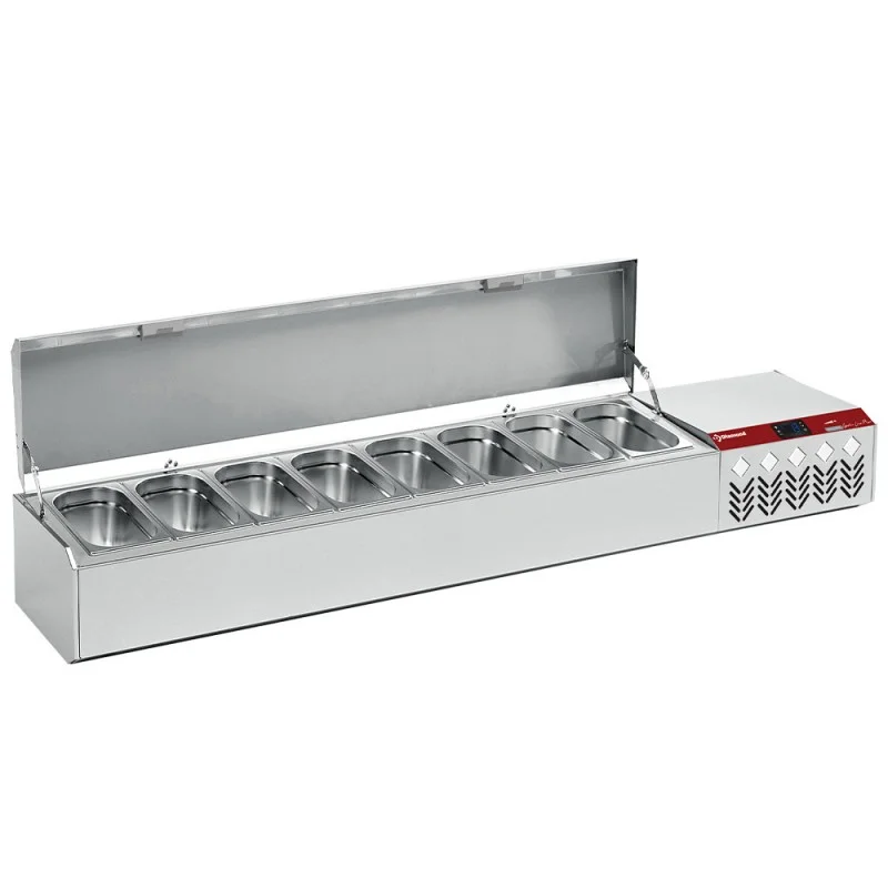 Must-Have Saladette à ingrédients à poser GN 8x1/4 avec couvercle inox