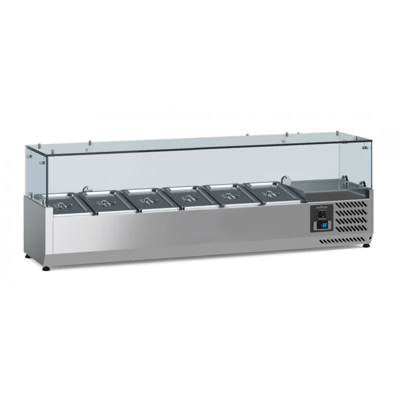 Saladette réfrigérée à poser 1/3 GN x 6 - 1400x395x435 mm Acheter En Ligne