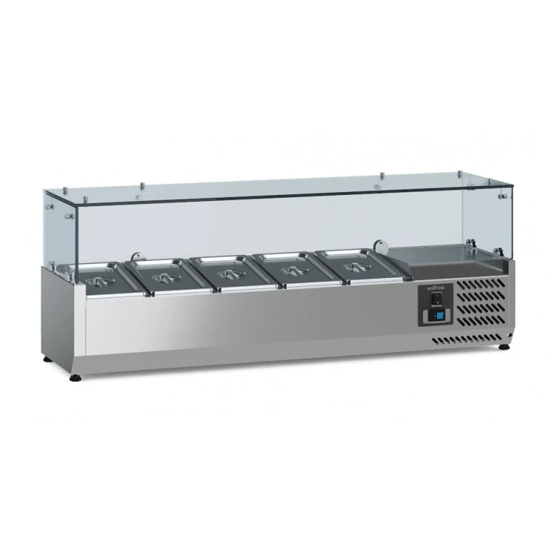 Authentique Saladette réfrigérée à poser 1/4 GN x 5 - 1200x335x435 mm