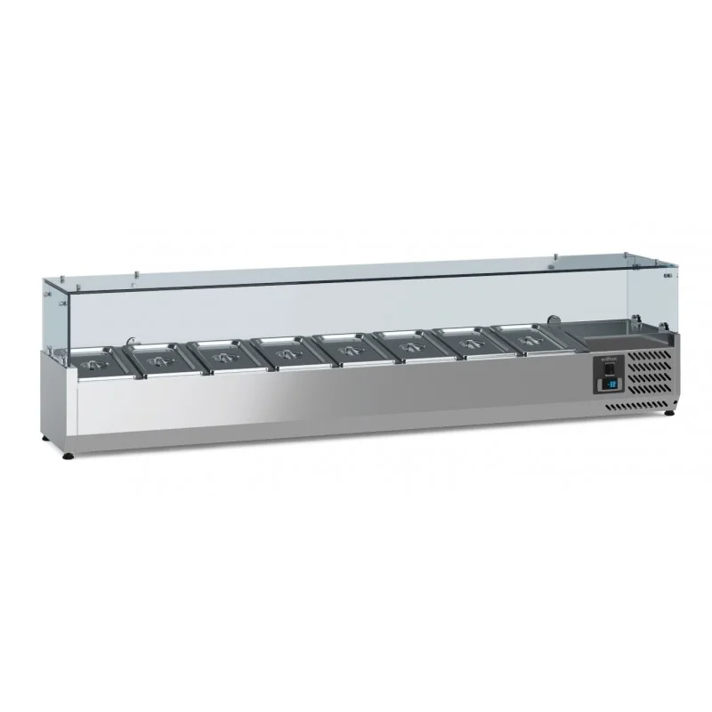 Saladette réfrigérée à poser 1/4 GN x 8 - 1800 x 335 x 435 mm Prix Choc