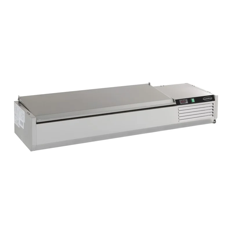 Prix Bas Saladette réfrigérée à poser avec couvercle en acier inox 1/3GN x 9 - 2000 x 395 x 225 mm