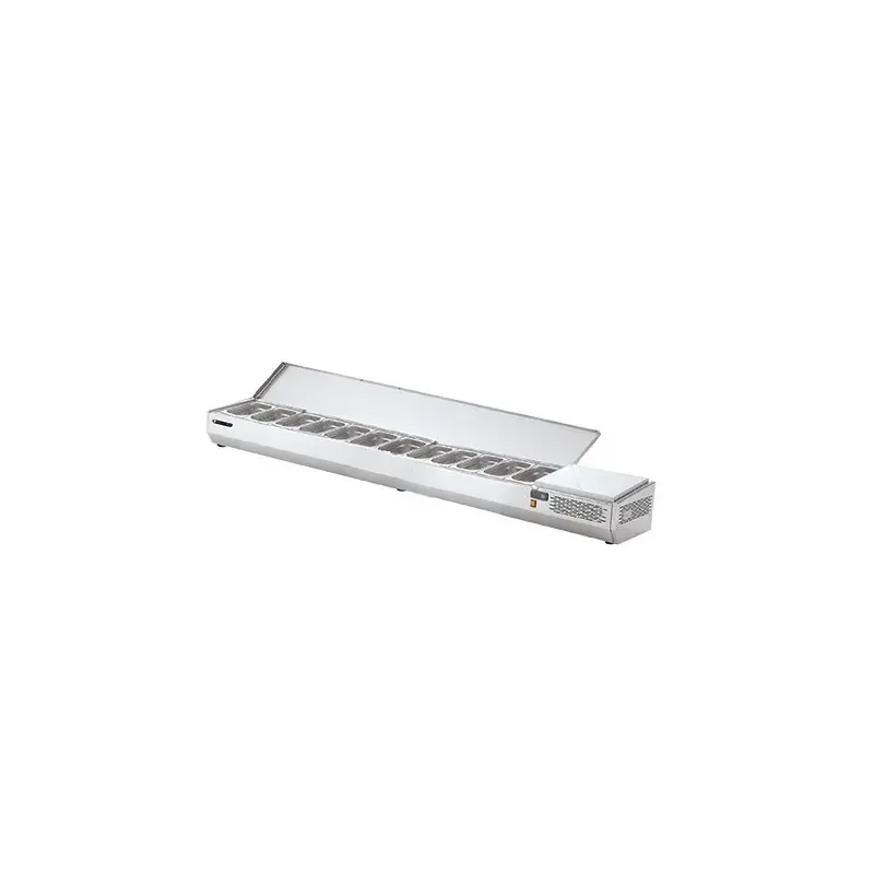 Vitrine à ingrédients avec couvercle inox 12 bacs GN 1/4 - Technitalia Soldes