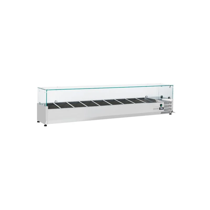 Meilleur Prix Vitrine horizontale réfrigérée 10 x GN1/4 inox couvercle verre trempé 66L