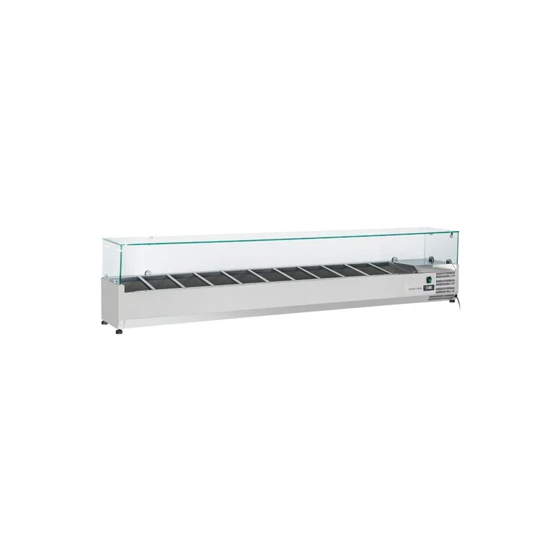 Certifié Vitrine horizontale réfrigérée 11 x GN1/4 inox couvercle verre trempé 74 L