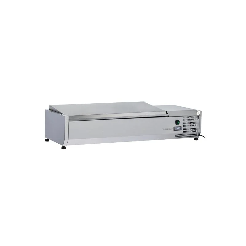 Vitrine horizontale réfrigérée 3 x GN1/3 + 1 x GN 1/2 inox couvercle acier inox 43L Offre Exclusive