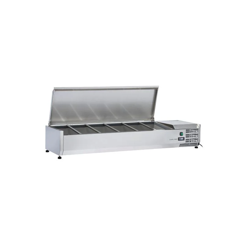 Vitrine horizontale réfrigérée 5 x GN1/3 inox couvercle acier inox 58L Acheter Direct