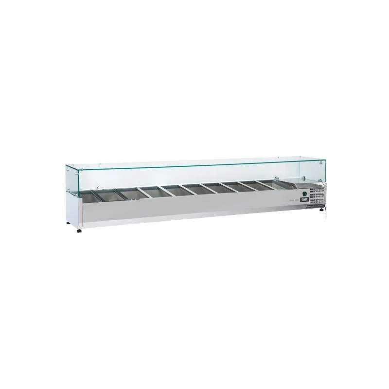 Vitrine horizontale réfrigérée 9 x GN1/3 inox couvercle verre trempé 83L Meilleur Choix