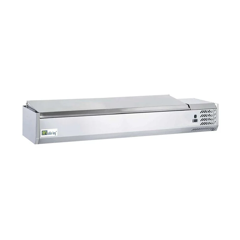 Vente Flash Vitrine réfrigérée à poser avec couvercle inox - 4 bacs gn 1/3 + 1 bac gn 1/2 - prof 395 mm