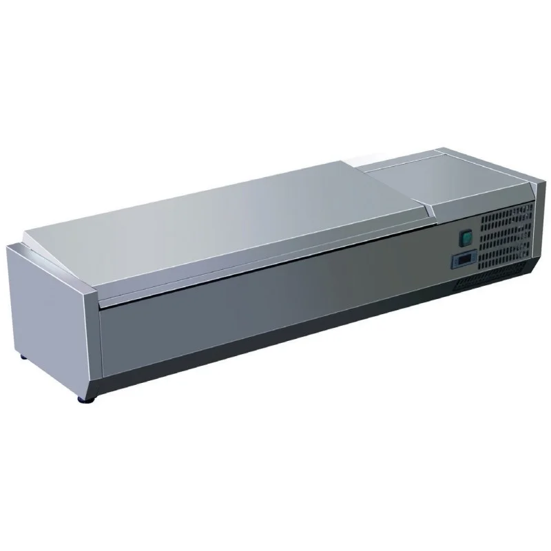 Nouvel Arrivage Vitrine réfrigérée à poser avec couvercle inox - 5 bacs gn 1/3 + 1 bac gn 1/2 - prof 395 mm