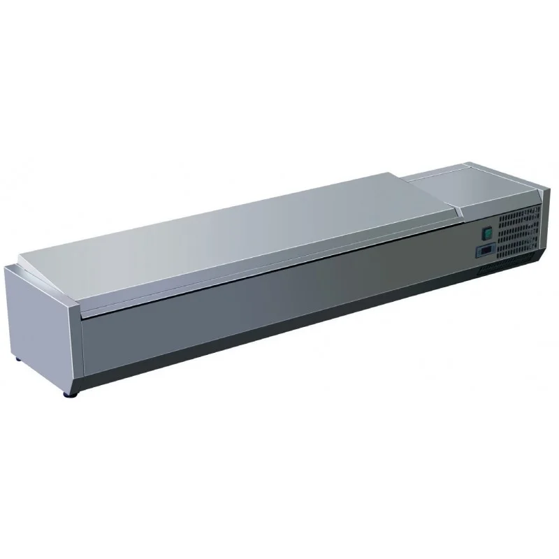 Vitrine réfrigérée à poser avec couvercle inox - 8 bacs gn 1/3 - prof 395 mm Expédié Aujourd’hui
