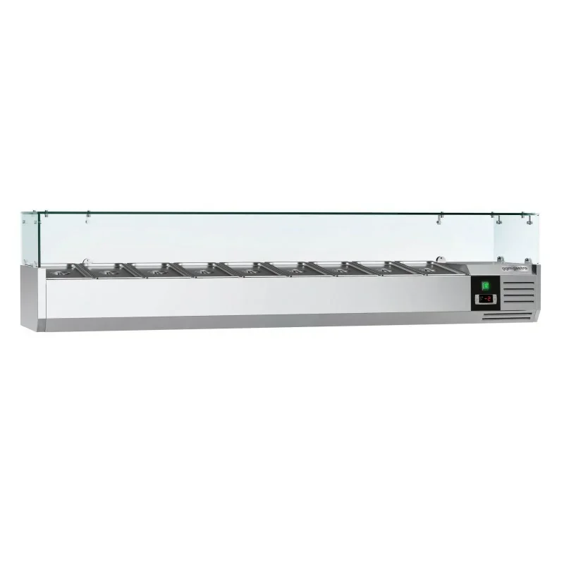 Certifié Vitrine réfrigérée pour 9 bacs GN 1/3 de 150 mm - 2000 x 395 mm