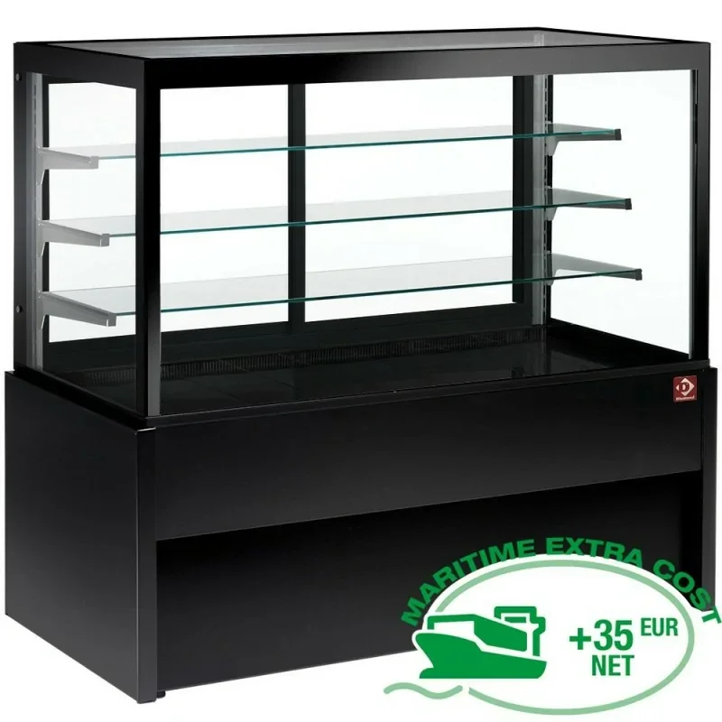 Comptoir vitrine panoramique, neutre, 4 niveaux, sans réserve - NOIR - 1500 x 780 x 1380 mm Offre Limitée