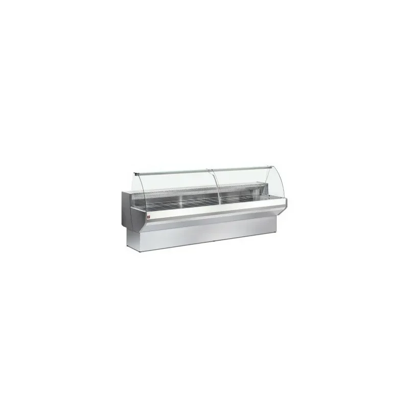Comptoir vitrine réfrigéré à vitre bombée, ventilé, avec réserve - GRIS/BLANC Offre Du Jour