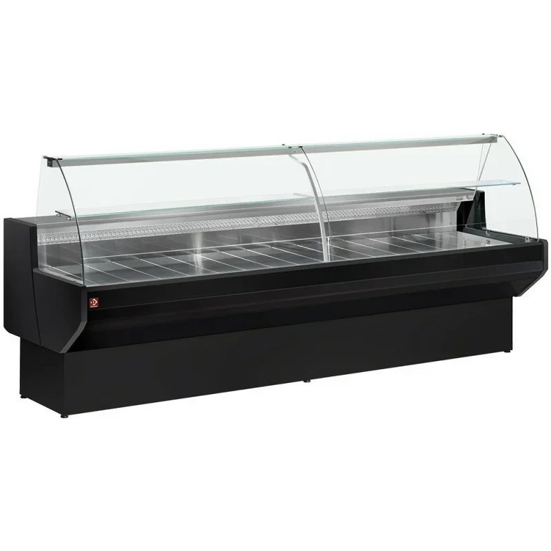 Commander Vite Comptoir vitrine réfrigéré à vitre bombée, ventilé, avec réserve - NOIR