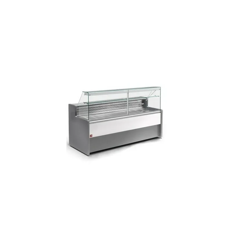 Promotion Comptoir vitrine réfrigéré à vitre droite 90°, avec réserve - GRIS/BLANC