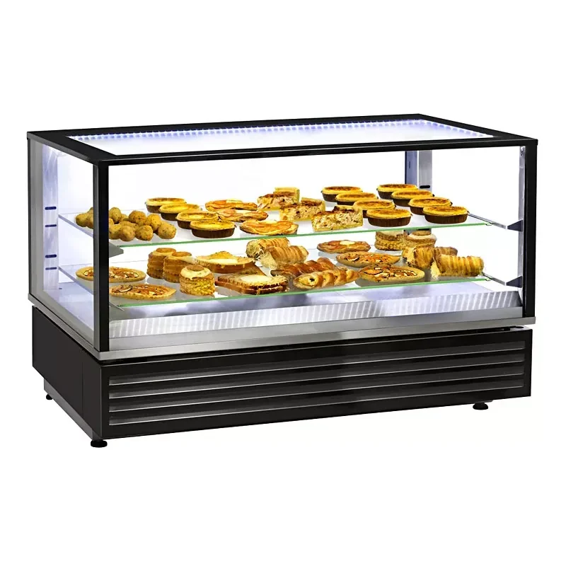 Vitrine chauffante de boulangerie - 4 faces vitrées - 2 niveaux - 1200 mm - Plusieurs coloris - Technitalia Usine Directe